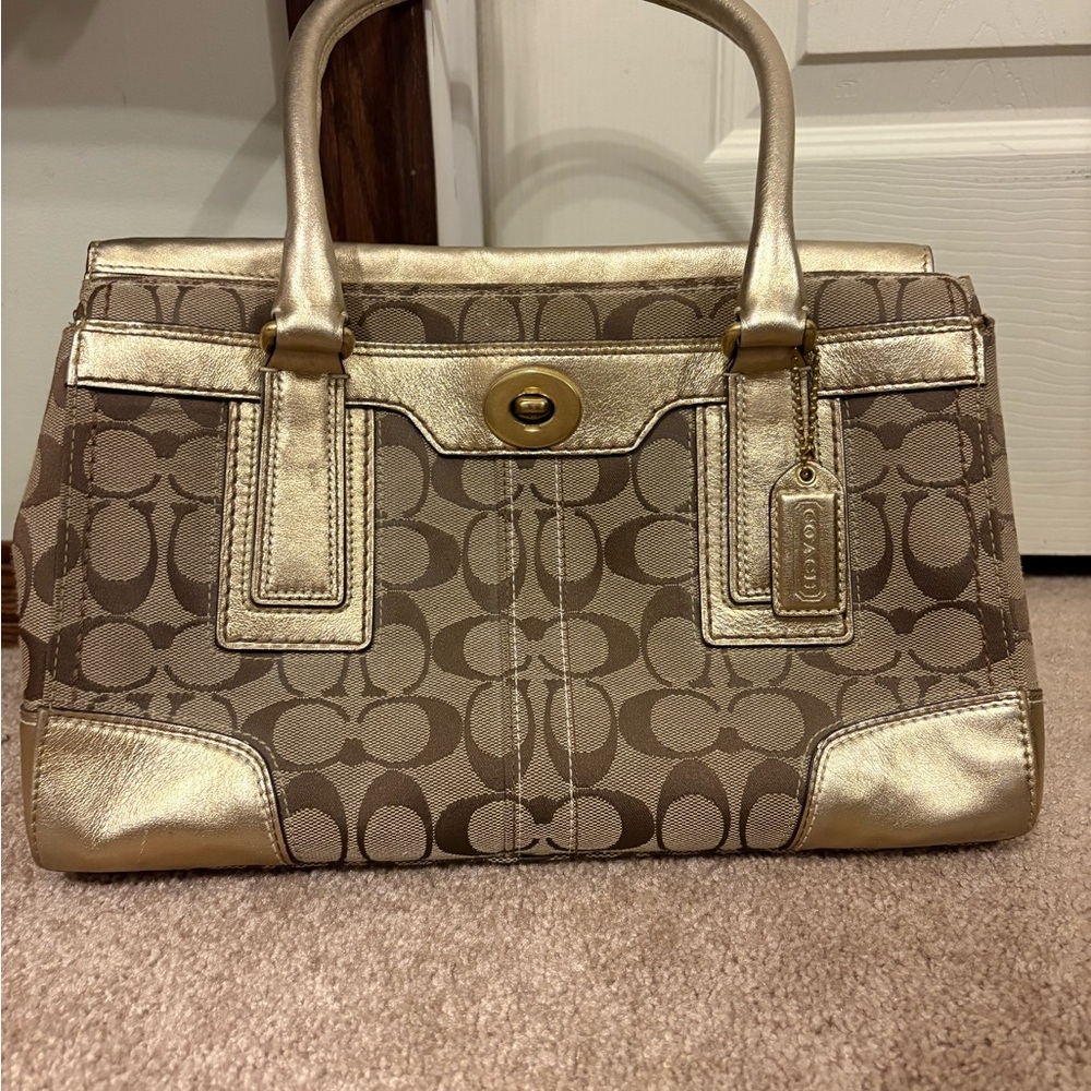 Coach Metallic Gold and Brown Satchel